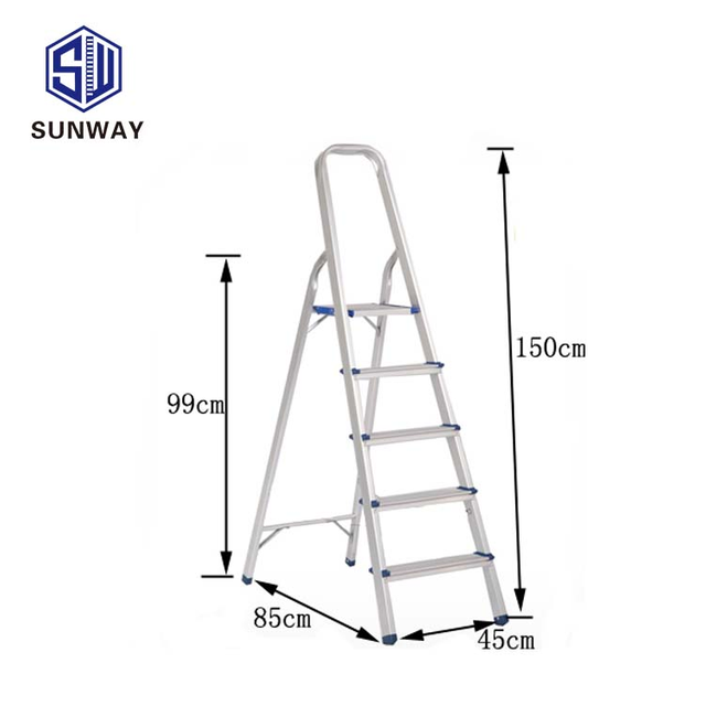 aluminium household 5step ladders with handrails