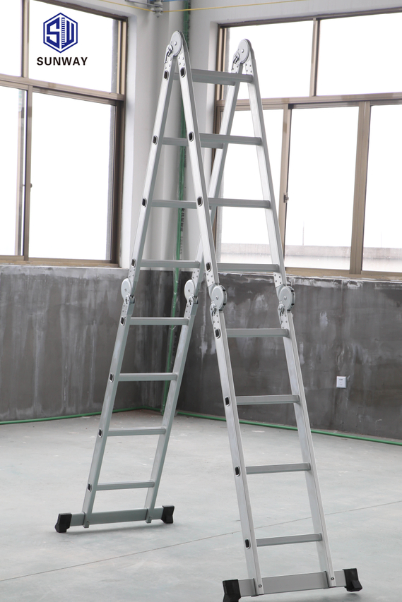 En131 Approved Multi-Purpose Ladder Aluminium Ladder 4x4 steps