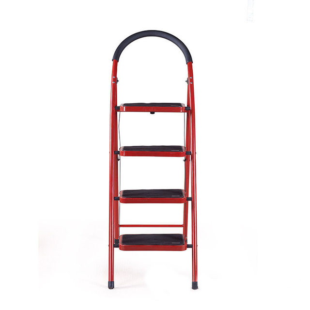 Modern design 4 steps red anti-skid ladder household ladder