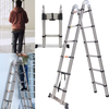 3.8M stainless steel telescopic ladder heavy duty with stabilizer bar extension A frame ladder 