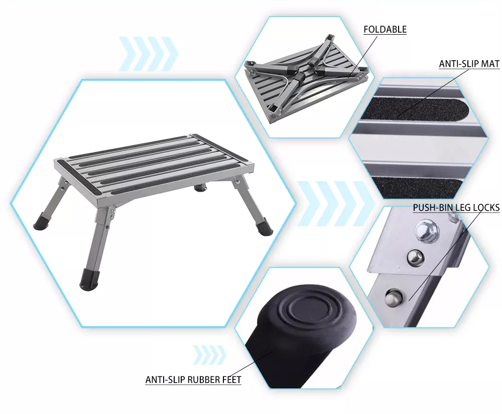 aluminum folding platform steps RV step stool with anti-slip surface