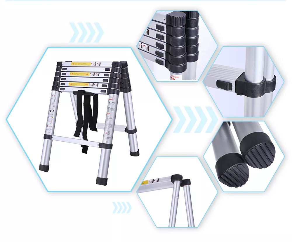 Equilateral A-frame aluminum telescopic extension multi-purpose ladder for household daily or industrial (9)