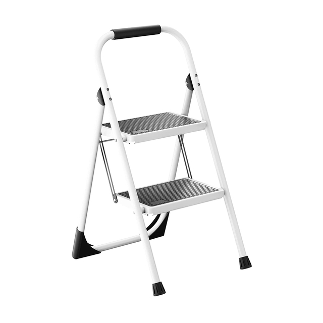 Folding step stool portable household steel step ladder 2 step