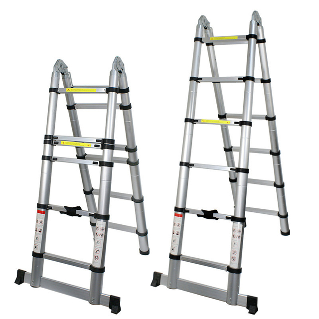 aluminum double sided multipurpose telescopic step ladder 