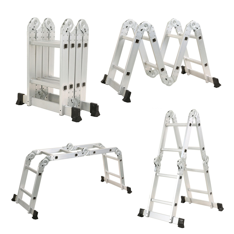 Heavy duty foldable ladder foldable double sided A type aluminum step ladder 4folds2steps (6)