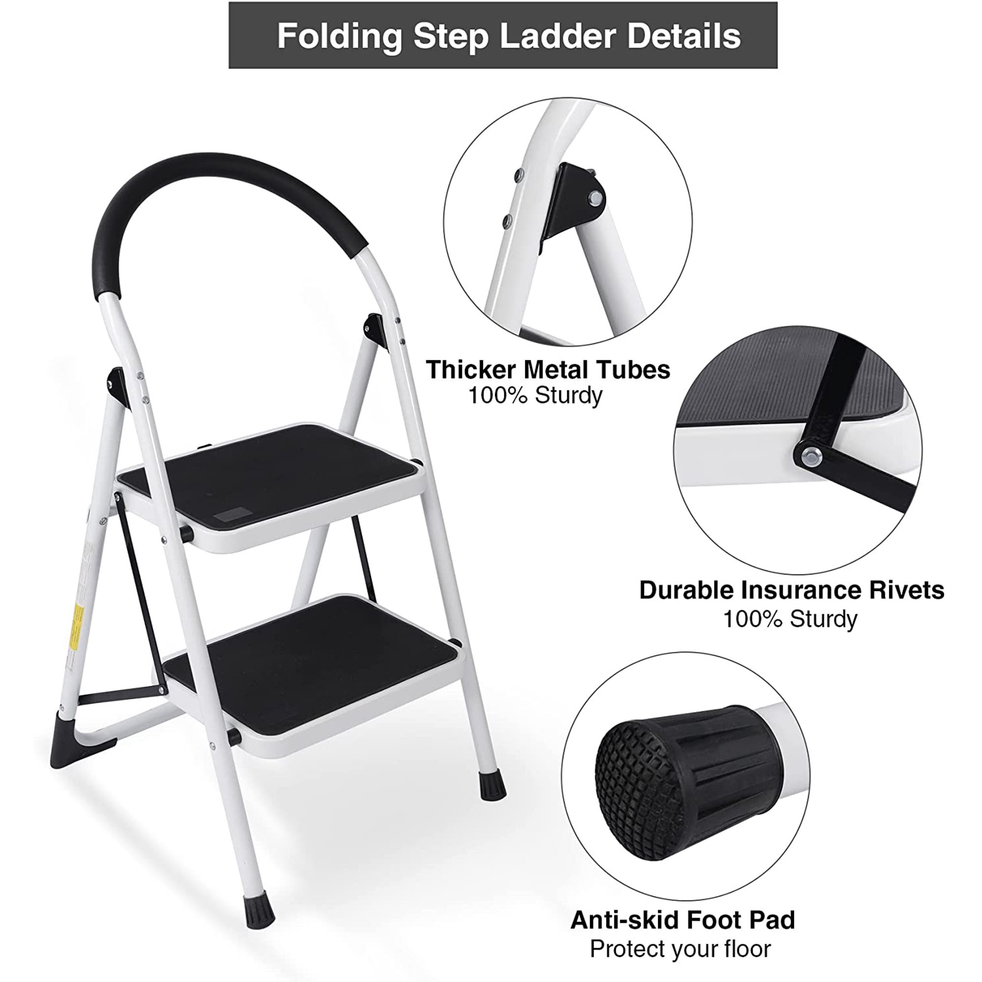 2 step ladder folding step stool with Anti-slip pedal steel ladder (2)