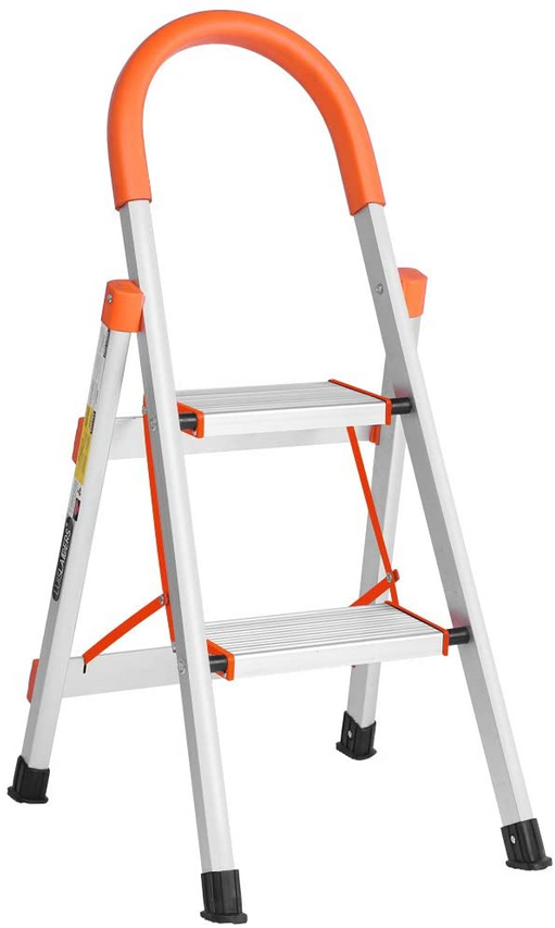 2 step ladder aluminum non-slip folding platform step stool ladder