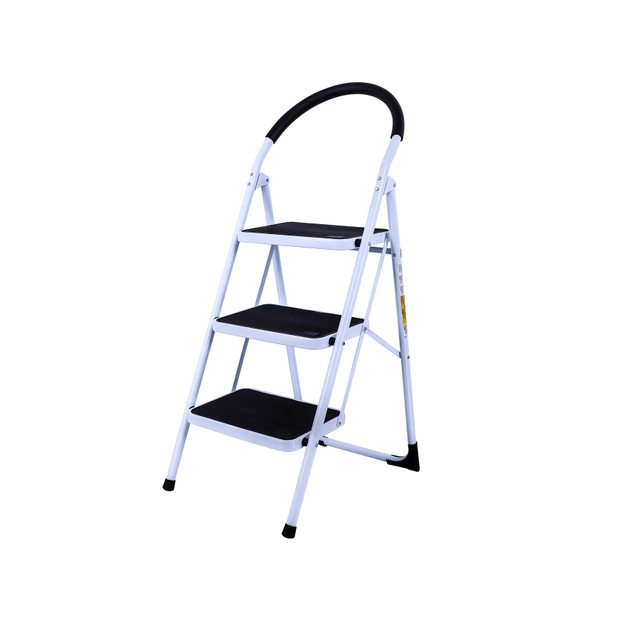 Portable anti-slip 3 step ladder folding lightweight steel step stool ladder