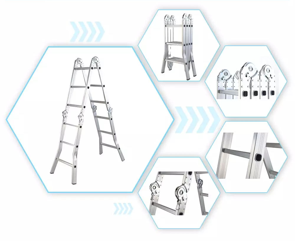 wide step aluminum multi purpose ladder