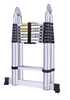 Double aluminum telescopic ladder with hinge