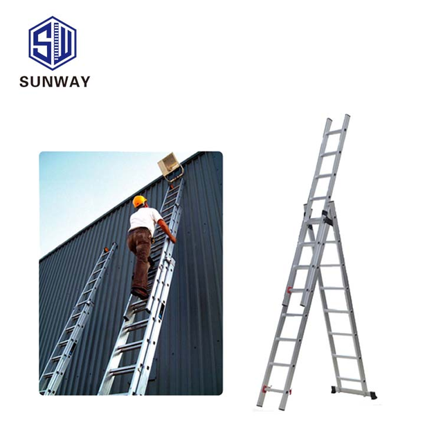 Multifunctional folding domestic use 3-section aluminum stepladder 9 step ladder