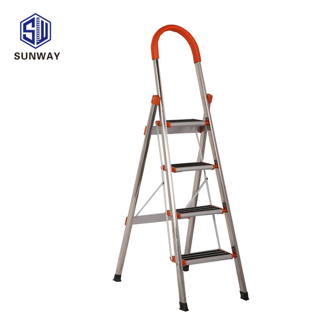 lightweight aluminium household 4 step household ladder antislip step