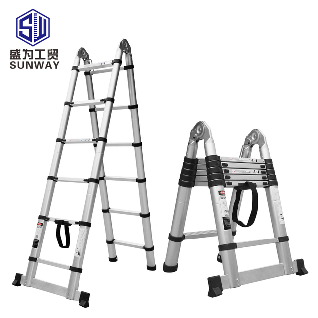 3.2M aluminum multifunction telescoping ladder EN131 folding hinge ladder