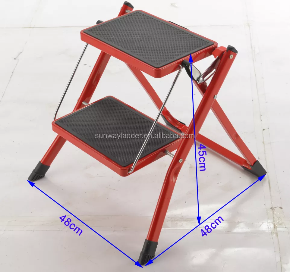 Mini 2 steps stainless steel foldable step ladder prices (4)