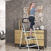Portable anti-slip 3 step ladder folding lightweight steel step stool ladder