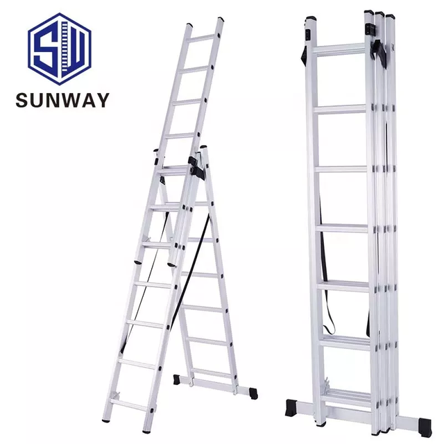 3*7steps /3 section extension aluminium multipurpose step combination ladder