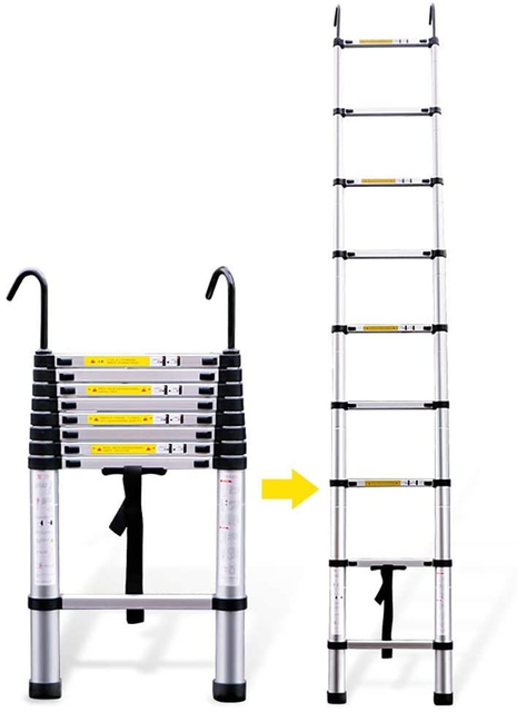Aluminum attic stairs folding telescopic ladder En131 ladder with hook