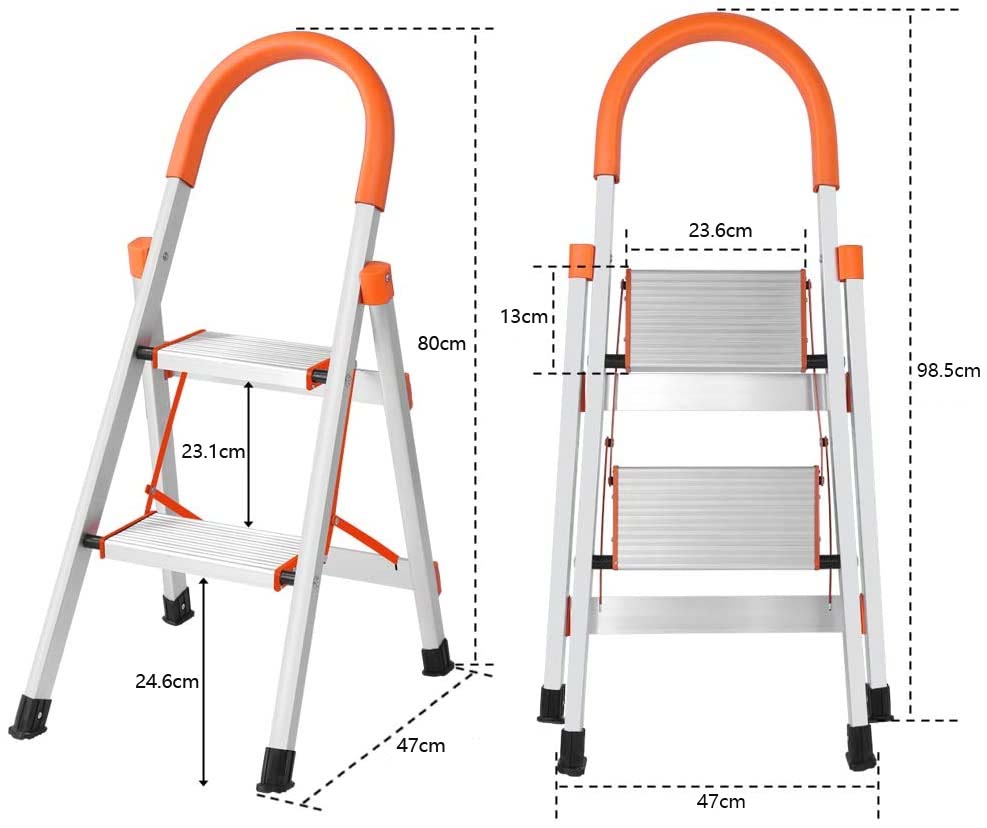 2 step ladder aluminum non-slip folding platform step stool ladder (2)