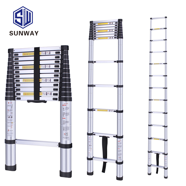 Aluminum telescoping telescopic extension ladder 330 Pound capacity 12.5 ft
