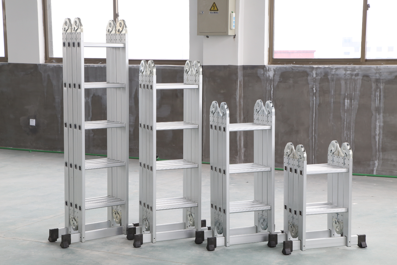 Multi purpose aluminum folding step ladder 12.5ft foldable scaffolding ladders