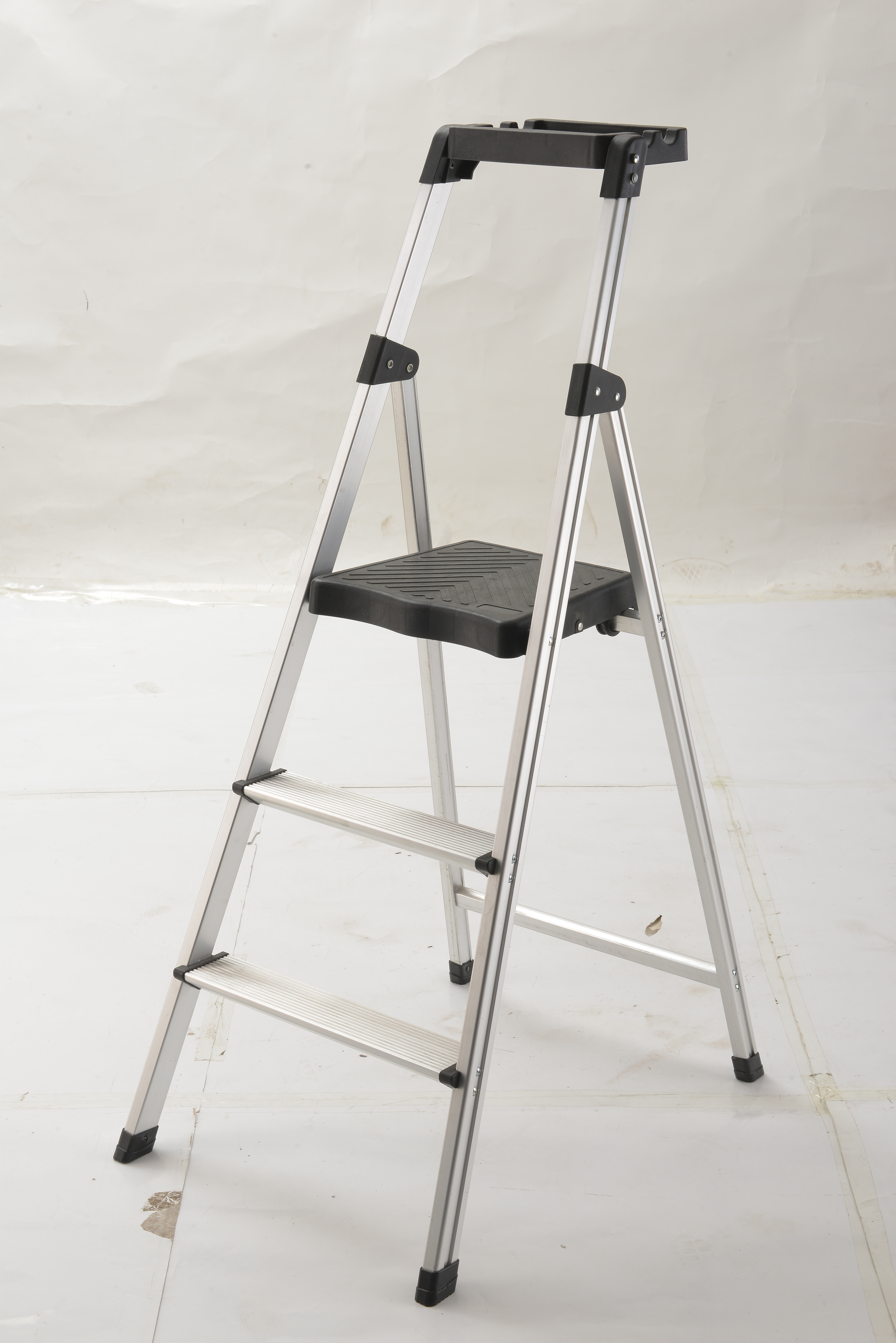 Supply black tool tray folding household aluminium 3 steps ladder (2)