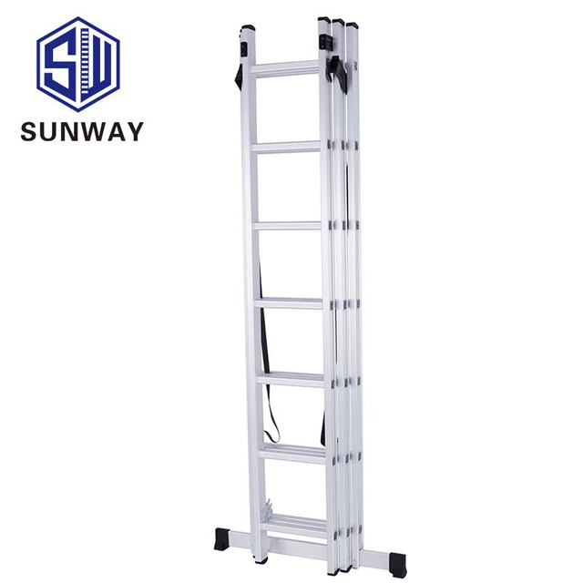 New combination ladders aluminum industrial ladders design extension EN131 3*7 steps 1.2*1.3mm 198*46*16cm * 10.00KG