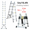 5m aluminium multipurpose ladder telescopic folding step stairs en131
