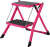 Wide pedal lightweight step stool folding step ladder 2 step stairs heavy duty steel sturdy