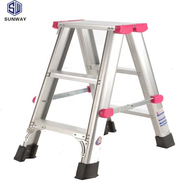 Folding aluminum alloy household ladder double-sided adjustable step ladder