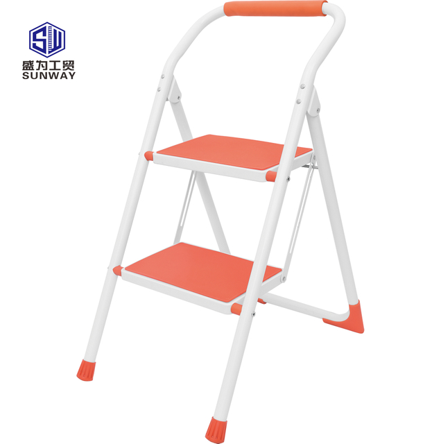 Colors customize 2 steps folding lightweight steel ladder