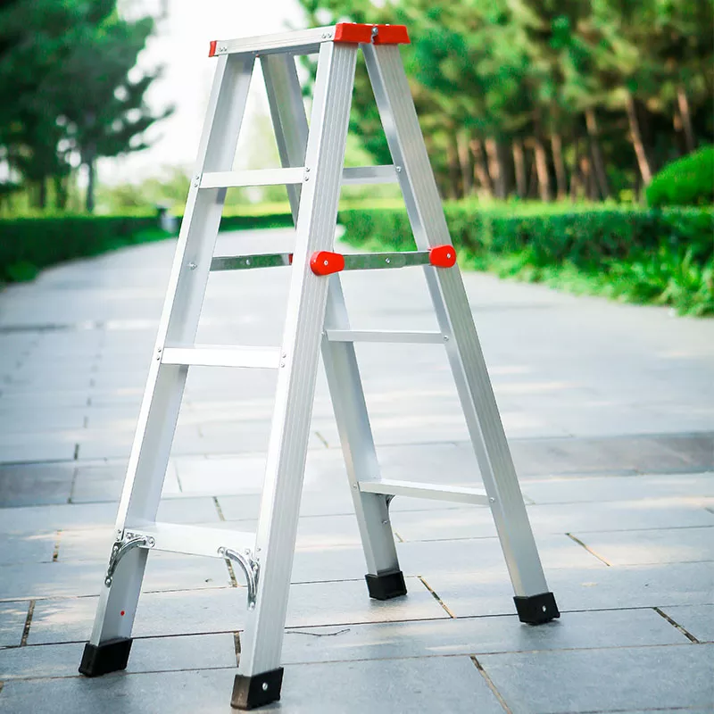 Folding aluminum household ladder double-sided adjustable step ladder (4)