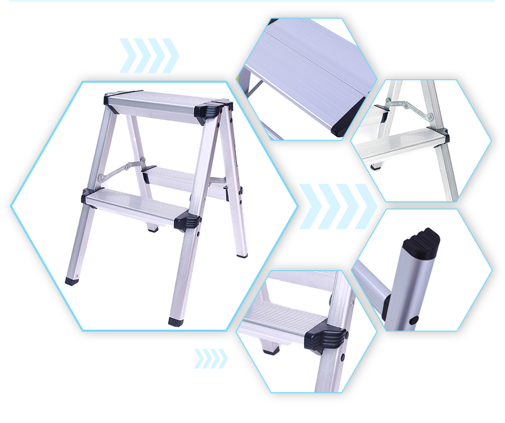 Aluminum household herringbone foldable 2 step ladder kitchen folding step stool for motorhome (7)