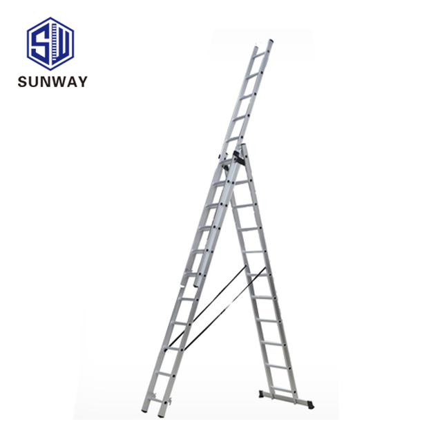 Multifunctional folding domestic use 3-section aluminum stepladder 9 step ladder