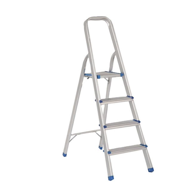 Portable aluminium folding 4 step household ladder